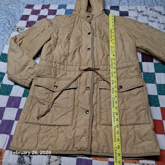 Vintage White Bear St Paul Jacket Women Medium Brown Snap Hooded Winter Coat - Picture 6 of 13